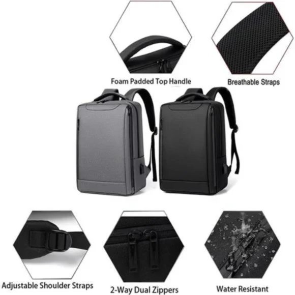 NEW LAPTOP Backpack, Business Backpack 15.6 inch Light Grey - Picture 5 of 7